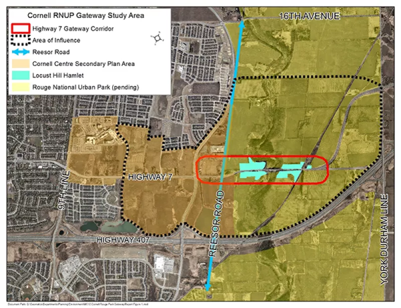 Map of the Cornell Rouge National Urban Park Gateway Study Area
