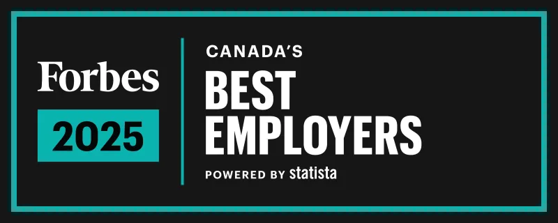 Forbes 2025 award. Text reads "Canada's best employers powered by statista."