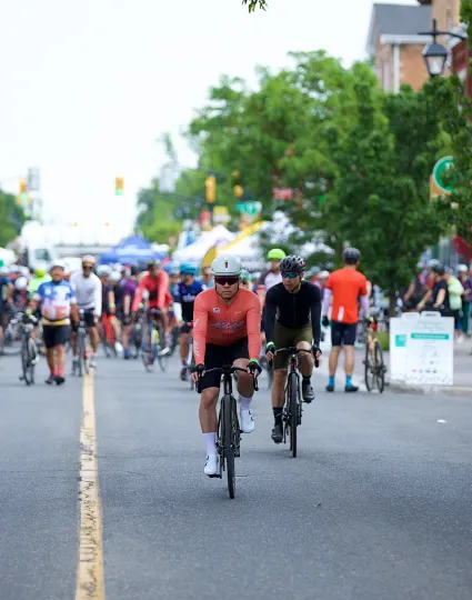 Group of cyclists in a race.