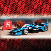 Indy car in front of Markham Pan Am Centre.
