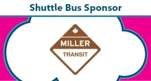 Tile that reads: Shuttle Bus Sponsor, Miller Transit 