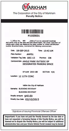 vacation of electronic ticket for Markham