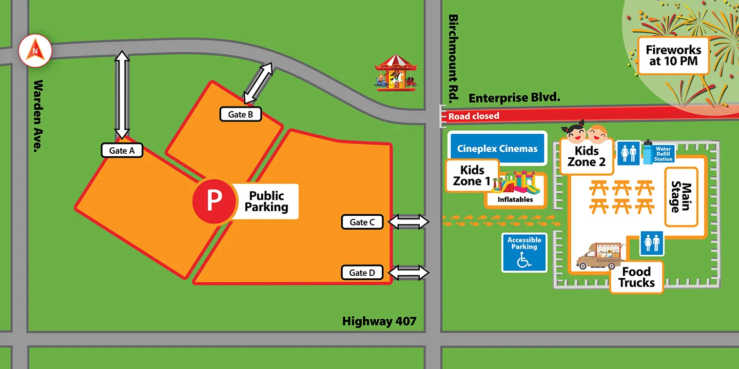 Map of Canada Day festivities.