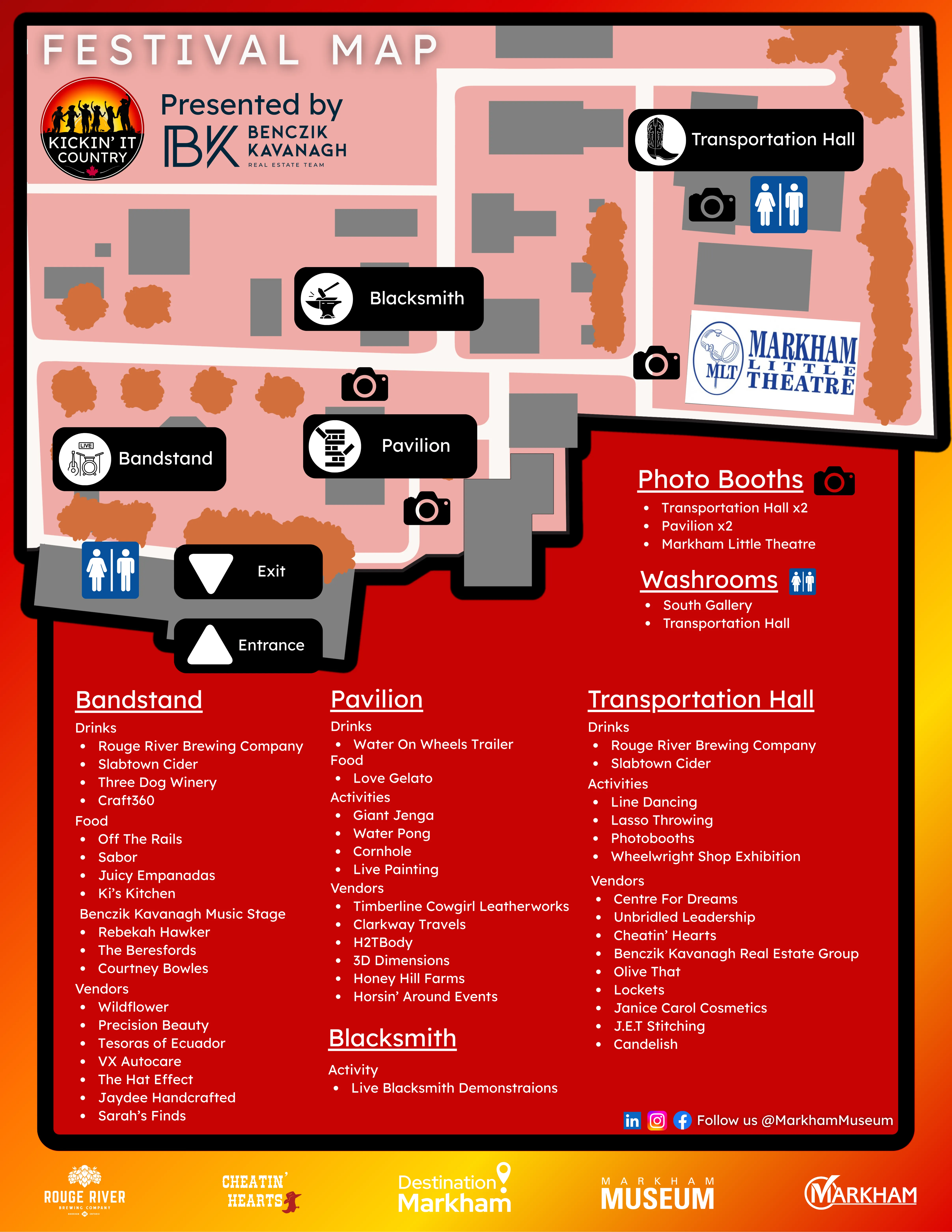 Kickin' It Country at Markham Museum on July 5th Festival Map.