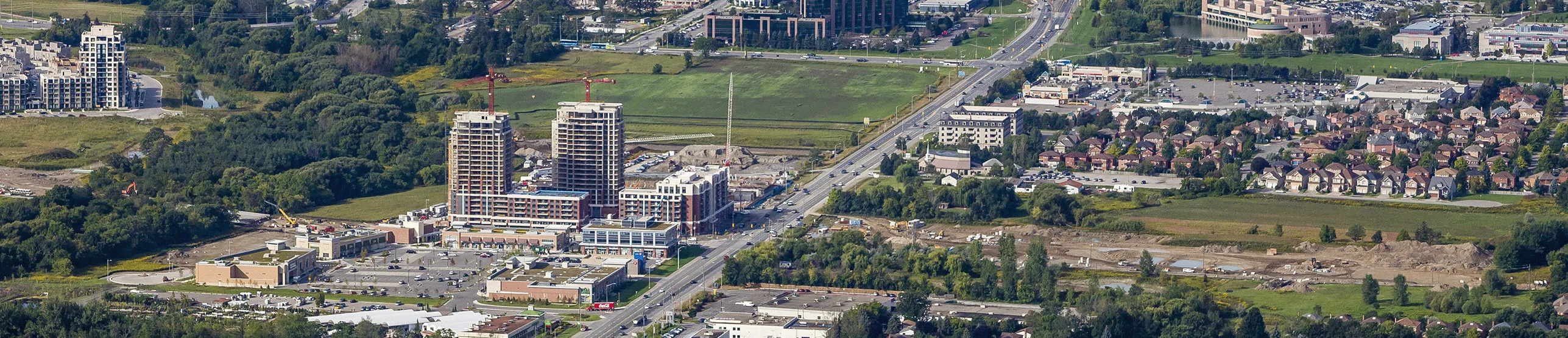 Arial photo of Markham buildings.