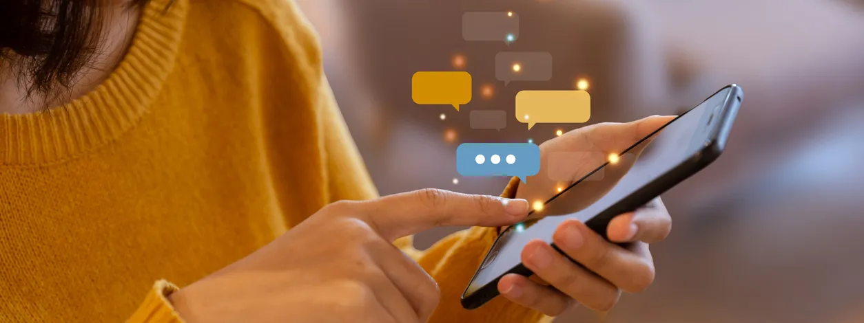 Person interacting with phone.